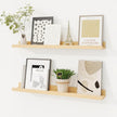 Picture Ledge Shelf, Solid Pine Wood Floating Shelves Set of 2, 24 Inches Nursery Book Shelves for Toys Storage, Kids Bookshelf Wall Mounted for Living Room Decor Photo Frames, Unfinished Natural