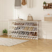 SUOERNUO Shoe Rack Organizer 4 Tier for Closet Entryway Free Standing Metal Storage Shoe Shelf with MDF Top Board (White+Oak, Large 4 Tier)