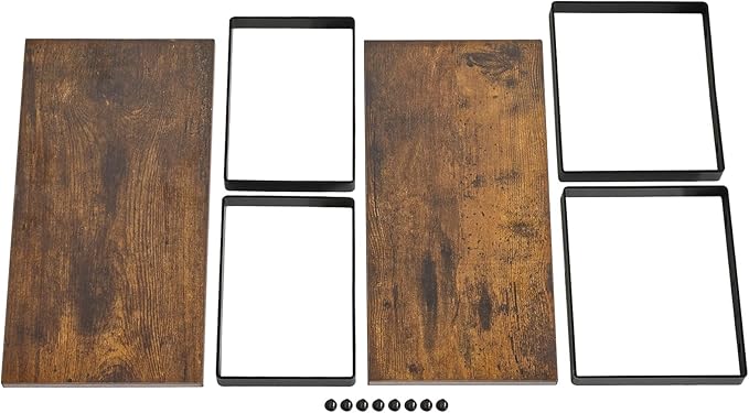 YMYNY Cabinet Shelf Organizer, Countertop Shelves Set of 2, Kitchen Spice Racks, Stackable, Storage Racks for Cupboard, Sink, Pantry, Bathroom, Rustic Brown, Metal, UHSR002H