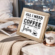 Christian Coffees Decoration Inspirational Coffees Wood Sign All I Need Is A Cup Of Coffee And A Heart Full Of Jesus Wall Decor for Kitchen Home Office Bar Christian Coffee Lover Gift 5.9x5.9 Inch