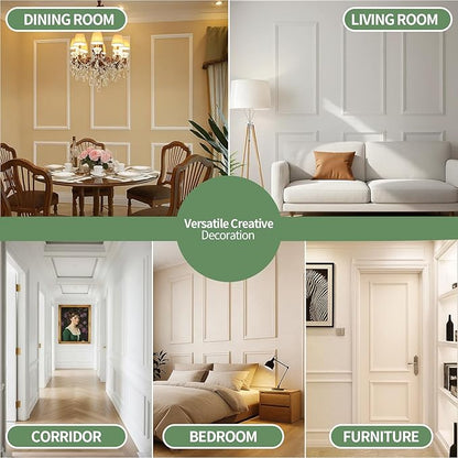 KESHWELL Premade Wall Panels Set of 6 Pcs,Wainscoting Panels for Interior Wall Decor Living Room Bedroom,Ready-to-Assemble Accent Wall Molding Kit For Home Decor,3X(54''x24''&24''x24''),1.69'' (Width)