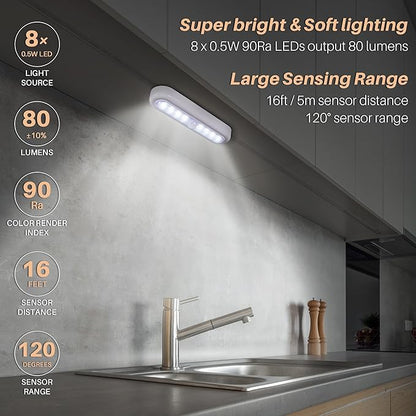 STAR-SPANGLED 3 Pack 7” Motion Sensor Lights Indoor Battery Operated, Stick on LED Light for Closet, Stairs, Under Cabinet, Cool White