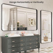LOAAO Black Metal Framed Bathroom Mirror for Wall, Large 55X30 Inch Rounded Rectangle Mirror, Matte Black Bathroom Vanity Mirror Farmhouse, Anti-Rust, Tempered Glass, Hangs Horizontally or Vertically
