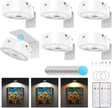 6 Pack Picture Lights for Wall, Rechargeable Battery Operated Wall Lights, Picture Frame Lights with 3 Lighting Modes, Wireless Magnetic Painting Light with Remote Control Timer, (White)