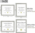 Vittanly 8.5x11 Picture Frames Set of 9, Shatter Resistant Plexiglass, Display 6x8 Pictures with Mat or 8.5x11 without Mat, Photo Frames for Wall or Tabletop, Engineered Wood, Grey