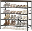 SUOERNUO Shoe Rack Organizer 5 Tier for Closet Entryway Free Standing Metal Storage Shoe Shelf with MDF Top Board，Black+Rustic Brown