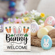 Easter Bunny Sign Decor Spring Easter Bunny Carrot Table Decorations Decor Indoor for Home Office Desk Table Shelf Tiered Tray Every Bunnys Welcome Wooden Sign 5 X 5 Inch