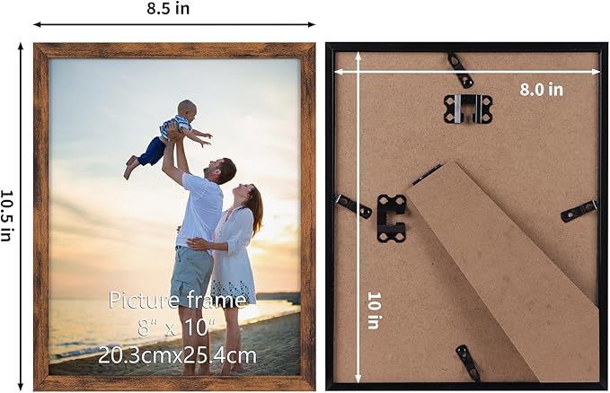 Hoikwo 18 Packs 8x10 Rustic Brown Multi Plastic Picture Frames Set with Plastic Cover for Family Photos, Artwork, Light Weight Bulk 8 by 10 Frames Pack for Wall Hanging and Table