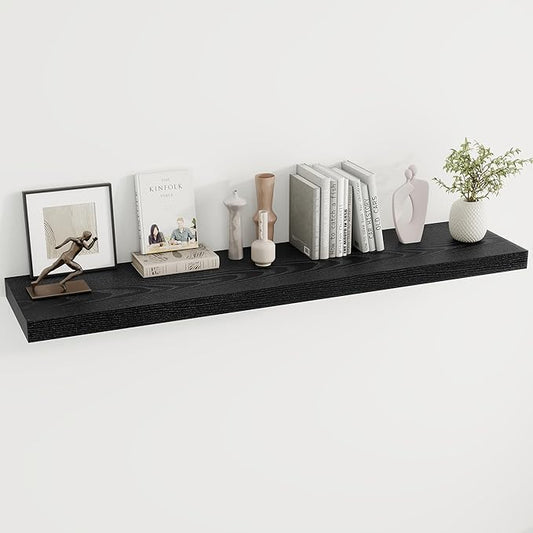 Dreamland 55 Inches Floating Shelves for Wall, 9.8" Deep Long Floating Shelves Set of 1, Large Display & Storage Shelf, Wall Shelf for Bathroom Bedroom Living Room Kitchen Office, Black