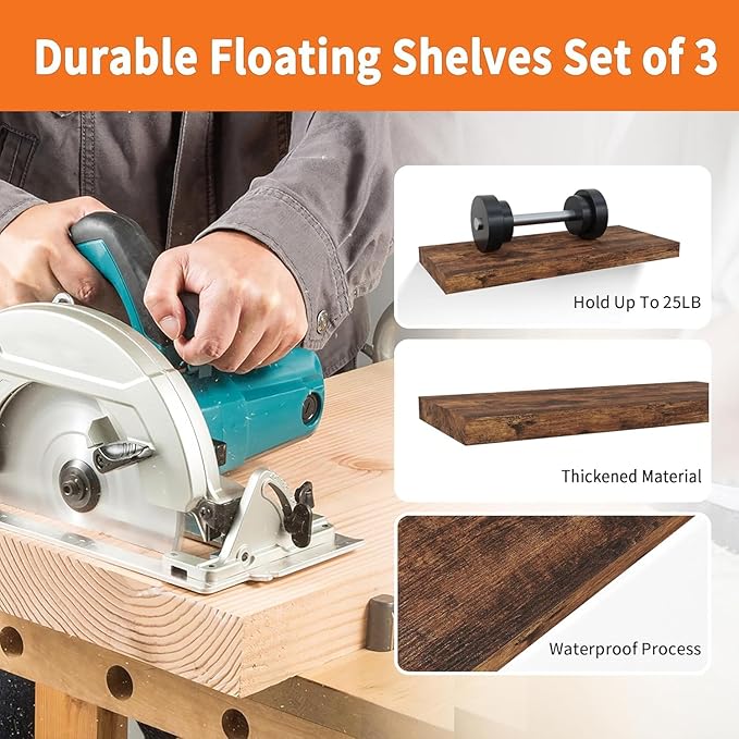 Floating Shelves for Wall Set of 3, 16
