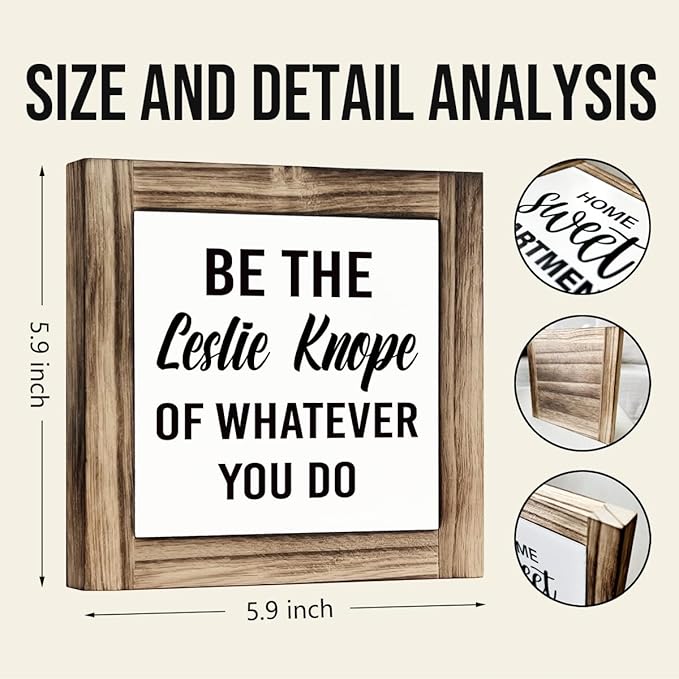 Leslie Knope Office Decor Sign - Wooden Box Sign, 5.9 * 5.9 inches