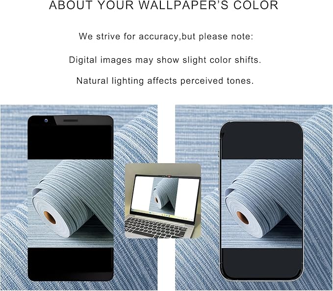 Grasscloth Textured Wallpaper Blue Peel and Stick 24inX393in Fabric Wall Paper Upgraded Thick Self-Adhesive Vinyl Contact Paper for Home Use(Dark Blue)