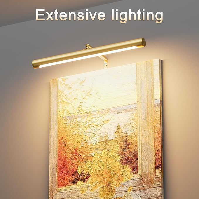 Picture Lights for Paintings Plug in, 16" Adjustable LED Gold Picture Light Art Light, Remote Control Gallery Painting Wall Light for Picture Display Dartboard Art Work (Gold)