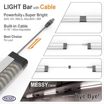 LED Under Cabinet Light with Adjustable Cable Touch Under Cabinet Lights No Redundant Wires 6 Panel Under Counter Lights for Kitchen 3000K Warm White 2100Lm Super Bright Closet Light Good for Timer