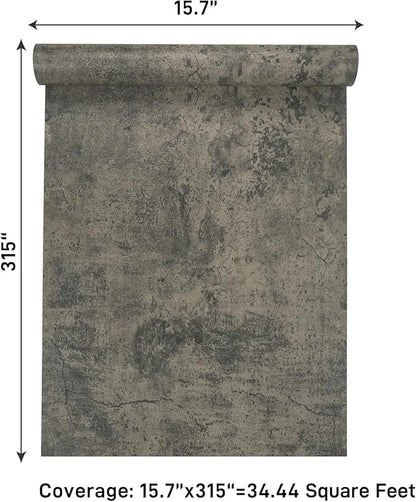 VaryPaper Cracked Concrete Wallpaper 15.7''x315'' Textured Concrete Peel and Stick Countertops Contact Paper Waterproof Self Adhesive Vinyl Cement Wall Paper for Bedroom Walls Kitchen Backsplash Table