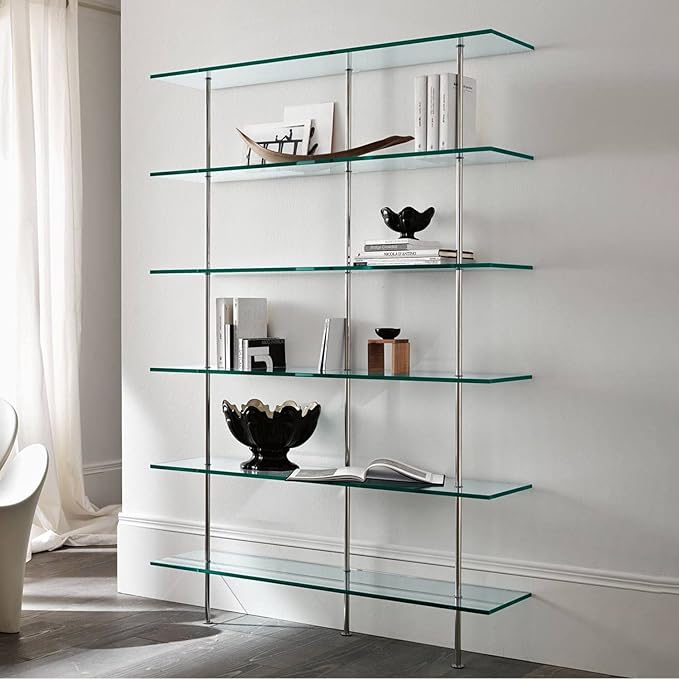 Fab Glass and Mirror Rectangle Floating Glass Shelve, 6