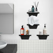 PHOENANCEE Small Floating Shelves,Speaker Shelf,Trapezoid Wall Shelf for Table Lamp Plants Display,Decorative Wood Ledges Chic for Living Room,Bedroom,Kitchen,Office,Pine,8x6 Inch,4 Pack(Black)