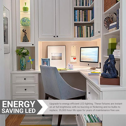Sunlite LED Under Cabinet Lighting Plug in 12 Inch Linkable Under Counter Lights for Kitchen 16 Watts, 120 Volts, 1600 Lumens, Adjustable 3 CCT 3000K-5000K, 50,000 Hour Lifespan, ETL Listed LED Light