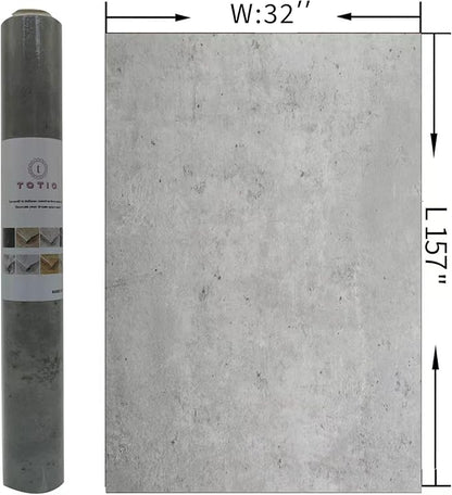 TOTIO Extra Wide Concrete Peel Stick Wallpaper Grey 3D Cement Look Contact Paper 32x157inch Matte Thicken Adhesive Waterproof DIY Vinyl Wrap for Apartment Office Retro Industrial Style Misty Gray