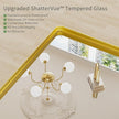 Koonmi Gold Wall Mirror for Bathroom, 30x30 Inch Matte Deep Framed Rounded Rectangle Vanity Mirror for Farmhouse Living Room, Tempered Glass, Anti-Rust, Vertically or Horizontally