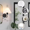 Rechargeable Battery Operated Wall Sconces Set of 2,Black Wall Lights with Remote,Dimmable Wall Lamp with Pleated Shades,15 Colors Wireless Bathroom Vanity Wall Light for Bedroom Living Room Hallway