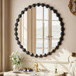 Round Mirror for Wall, 28 Inch Black Beaded Frame Decorative Vanity Mirror, Circle Bathroom Mirror with High-Definition Lense, Modern Wall Decor for Bathroom, Living Room, Bedroom, Entryway