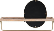 Linon Gourli Modern Farmhouse Gold Metal and Wooden Wall Shelf with Mirror