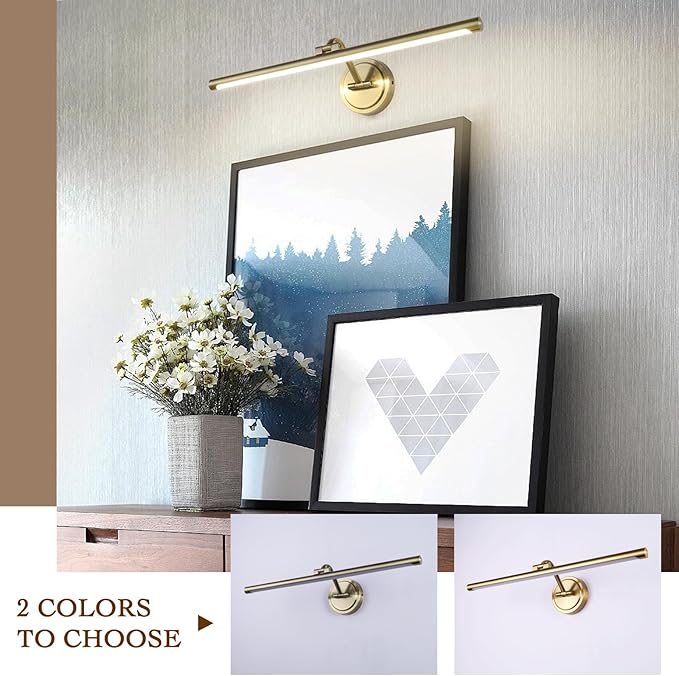 Hard-Wired Picture Lights 23.6 Inch Dimmable LED Wall Art Lighting Modern Gallery Light Poster Lights Adjustable Swing Arm Picture Frame Light for Display Art Work,14W,2700K, Warm White Antique Bronze