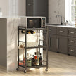 TUTOTAK Bar Cart, Home Bar Serving Cart, Microwave Cart, Drink Cart, Mobile Kitchen Shelf with Wine Rack and Glass Holder, Rolling Beverage Cart Living Room, Kitchen, Black BC01BK032