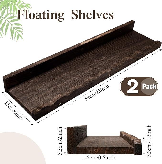 Suzile 2 Pcs Scalloped Shelves Wall Floating Shelves Set for Room, Bathroom, Bedroom, Cute Room Decor Aesthetic and Books, Toys, Photo Frames Storage(23