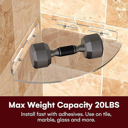 Set of 2 Shower Caddy Bathroom Shelves - Vdomus No-Drill Shower Organizer - Floating Adhesive Acrylic Storage for Tile Walls - Sleek and Durable Bathroom Organizers and Storage