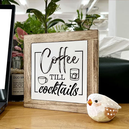 Rustic Coffee Bar Sign - Wooden Block Set, Perfect for Home or Kitchen Decor, Coffee Lover Gift
