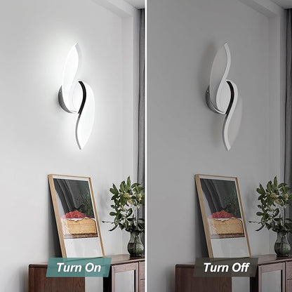 ADISUN Modern LED Wall Light, 14 Inch Indoor Wall Sconces, Acrylic, Hardwired, 6000K Cold White Light, Wall Lamp for Bedroom Bedside Hallway Stairway Wall Light Fixtures(Chrome)