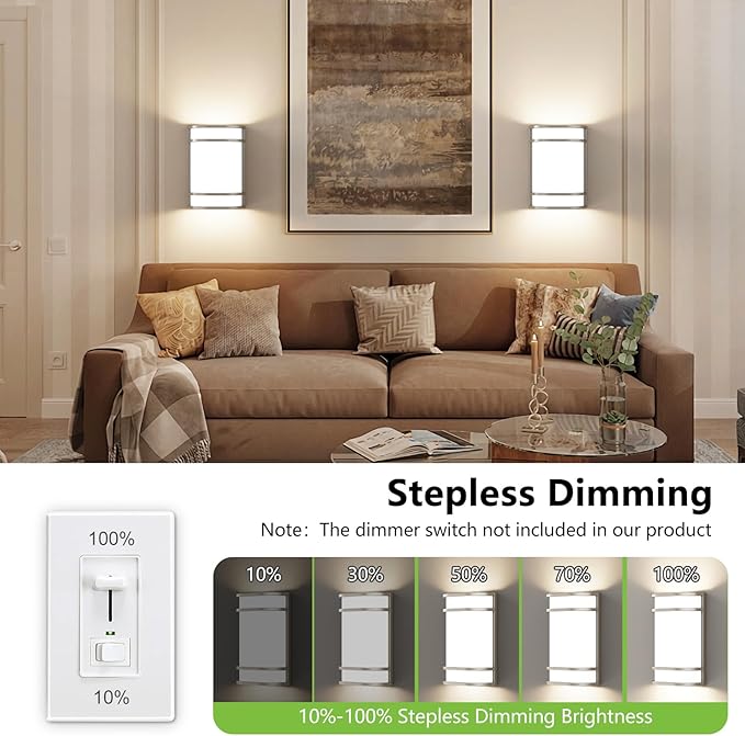 Led Wall Lights Indoor- 10 Inch Modern Wall Sconce Lighting 3000K/4500K/6000K Adjustable Led Wall Lamps for Hallway, Staircase, Corridor, Bedroom, Living Room, Kitchen