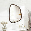 Asymmetrical Mirror Irregular Oval Wall Mirror Modern Wood Frame Unique Shape Wall Mounted Vanity Artistic Mirror Decorative for Living Room Bedroom Bathroom Entryway Hallway 20