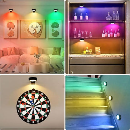 6Pcs Rechargeable Battery Picture Light,13 RGB Color Magnetic Wall Lights for Pictures with Remote Dimmable and Timer, Art Display Light for Paintings Battery Operated-RGB Black