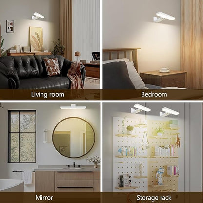 2Pack Picture Lights for Wall, 4500mAh Rechargeable Battery Painting Lights with 3 Color Temps,Remote Dimmable Timer Poster Light,Wall Decor Light for Art Display,Frame