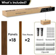 18Pack WPC Wainscoting Panels, 48.2 x 6.2 Inches 3D Accent Wall Panels for Interior Wall Decor, Fluted Wood Paneling for Living Room, TV Background, Office, Bedroom (Teak)
