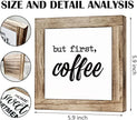 But First Coffee Decor Set - Wooden Box Signs for Home, Kitchen & Dining Room - Rustic Tabletop Decor for Coffee Lovers