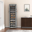 VTRIN Vertical Narrow Shoe Rack Organizer Tall Shoe Rack for Closet Entryway 10 Tier Non-Woven Cover Shoe Shelf Holds 20-22 Pairs Free Standing Shoe Storage Cabinet with Dustproof Cover, Grey