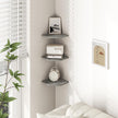 Fun Memories Corner Shelf Wall Mount, Floating Corner Shelves, Set of 6 Corner Wall Shelf Organizer, Rustic Wood Wall Storage Display Shelves for Living Room Bedroom Bathroom Kitchen, Rustic Grey