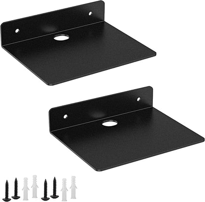 Small Shelf for Wall, 5 Inch, Metal Floating Shelves for Echo, Cameras, Small Speaker, Compatible with Sonos One/Sonos One SL/Echo Spot Wall Mount Shelves (Black 2pcs)