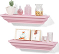 Alsonerbay Floating Shelves Wall Mounted Set of 2, Rustic Shelves for Wall Storage, 17 Inch Wood Shelves for Bedroom Living Room Bathroom, Pink