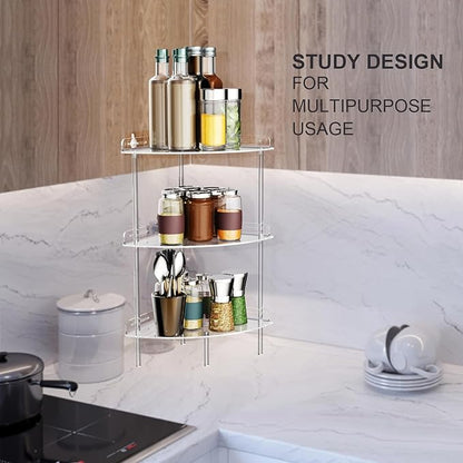 Corner Shower Caddy, 3 Tier Acrylic Shower Organizer Corner for Inside Shower, Rustproof Floor Standing Shower Shelves for Bathroom, Clear