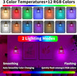 Battery Operated Wall Sconce Set of 2, Gold Battery Wall Sconces, USB Rechargeable Wall Lights with 2500mAh Dimmable Bulbs and Remote, RGB 15 Colors Wireless Wall Lamps for Bedroom Living Room Hallway