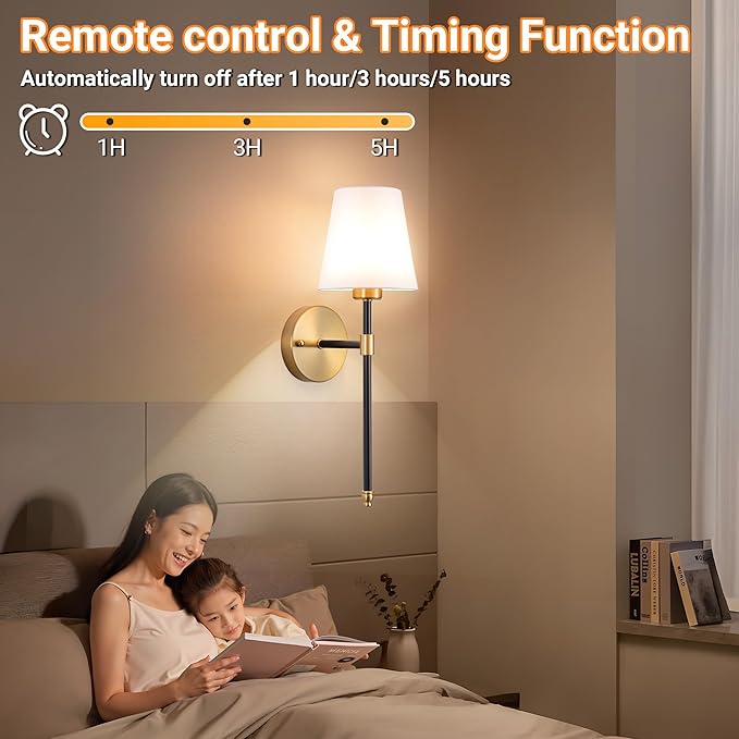 Battery Operated Wall Sconces Set of 2, Wireless Wall Light with 10000mAh RGB Dimmable Magnetic Bulb, Rechargeable Wall Sconce with Remote Control for Bedroom Living Room