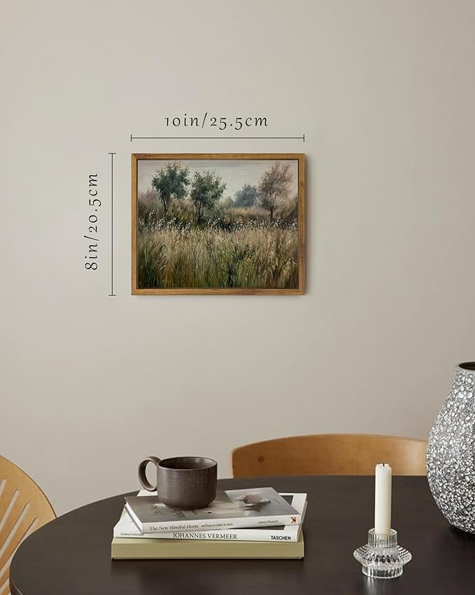 SHENIFY Landscape Framed Canvas Wall Art Vintage Classical Wilderness Prints Modern Kitchen Bathroom Office Decor - 8x10in Natural Framed