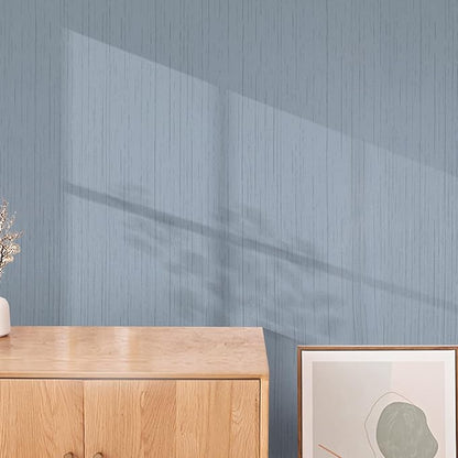 Grasscloth Peel and Stick Wallpaper Grey Blue 15.74" X 118.11" Fabric Textured Self-Adhesive Contact Paper Removable Vinyl Wall Paper Grass Cloth Linen Wallpapers for Bathroom Bedroom Cabinets Desk