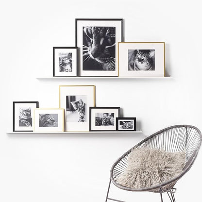 Metal Picture Ledge, Wall Mounted Floating Shelf - 48" White (Set of 2)