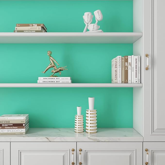 Livelynine 15.8x197 Solid Color Peel and Stick Wallpaper Aqua Green Thick Turquoise Contact Paper for Desk Classroom Locker Covering Kitchen Vinyl Wrap for Cabinets Renter Friendly Counter Top Covers
